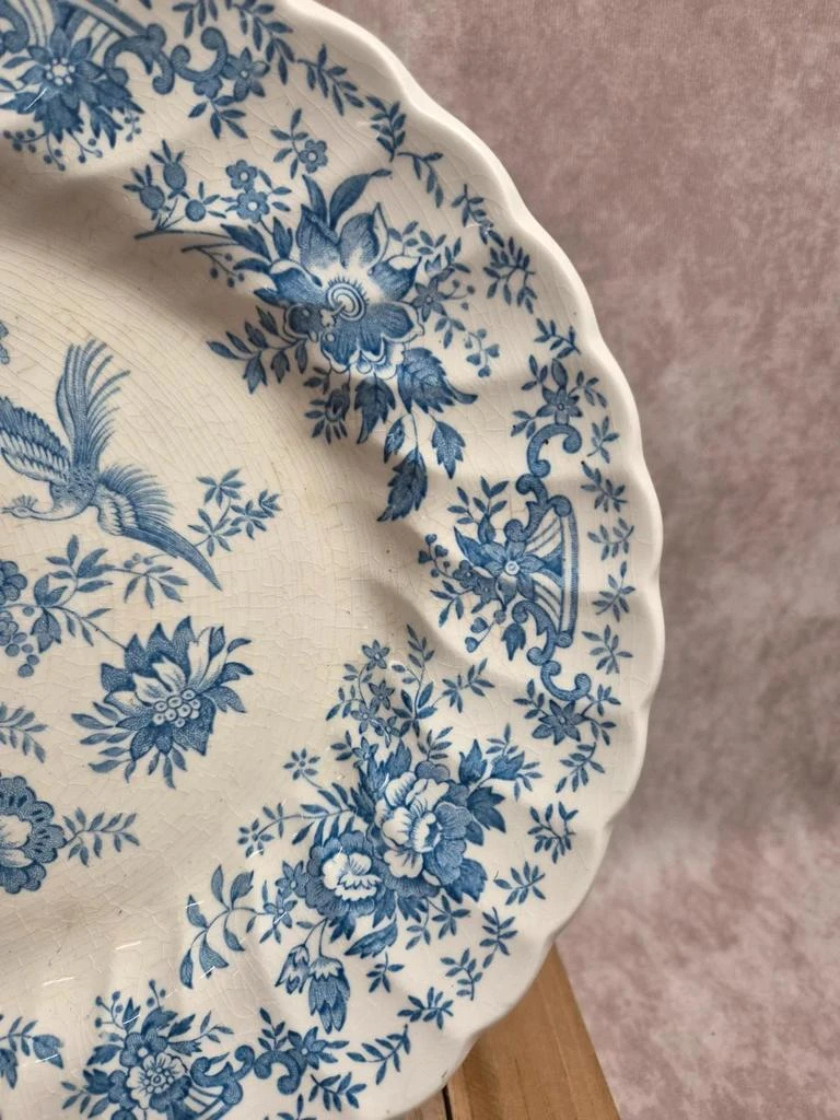 Vintage Myott Meakin oval serving platter – Blue floral and bird decor – 38 cm – photo 2